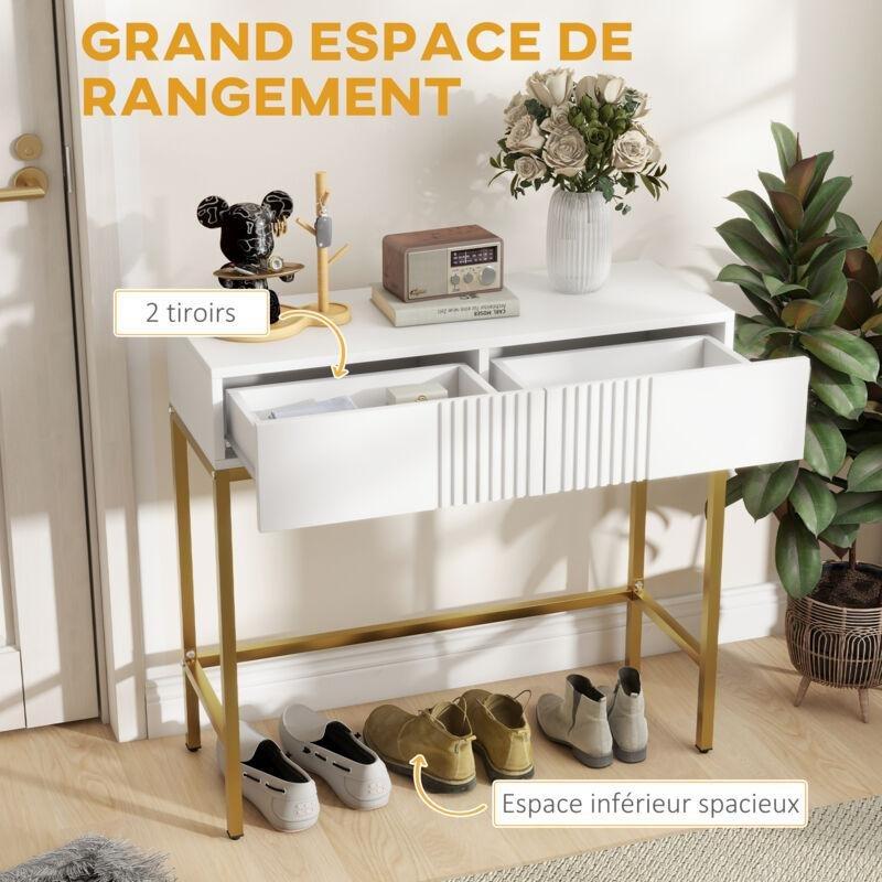 Beyaz Gold Metal Ayaklı 2 Çekmeceli Dresuar - 80x32x75 cm - 133871