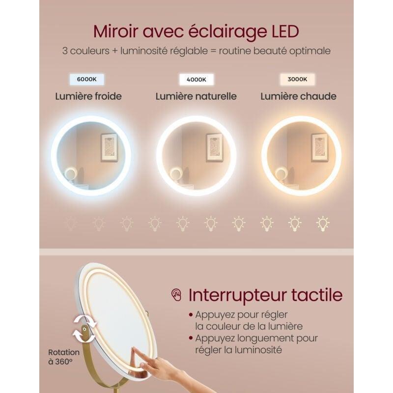Beyaz Gold Metal Ayaklı LED Işıklı ve Prizli Makyaj Masası - 80x40x135 cm - 122073