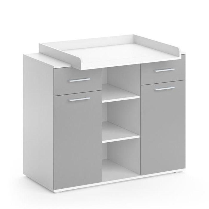 Beyaz Gri Melamin Kaplı Alt Değiştirme Üniteli Bebek Odası Şifonyer - 113x109x70 cm - 123612