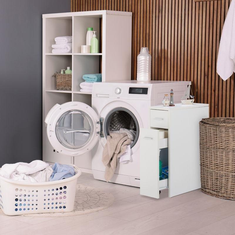 Beyaz Gri Yonga Levha Raflı Banyo Dolabı-62x20x45 cm - 113833
