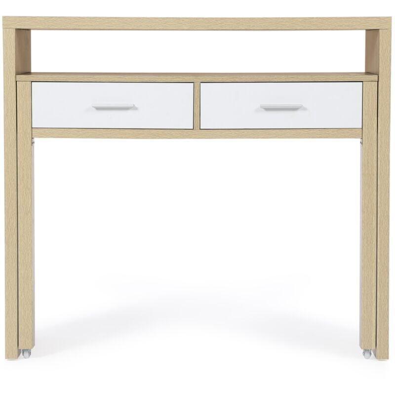 Beyaz Kahverengi Ahşap Açılır Ayarlanabilir Bilgisayar Masası-99x36x88 cm - 114321
