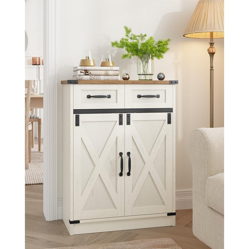 Beyaz Kahverengi Yonga Levha Ayarlanabilir Raflı Country Banyo Dolabı-80x60x30 cm - 114109