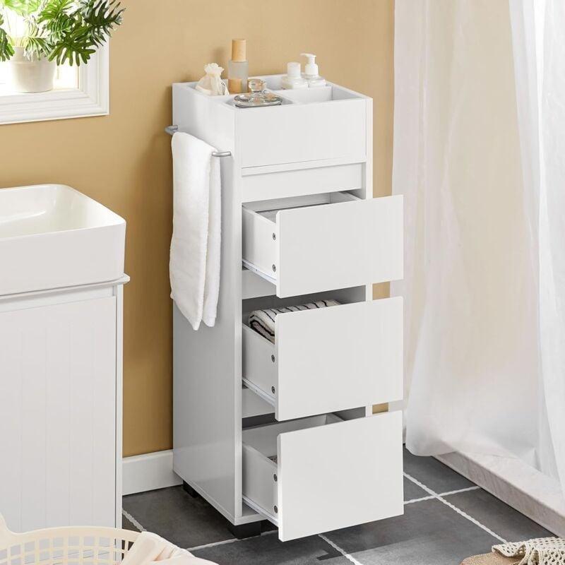 Beyaz Lake MDF Ayarlanabilir Havluluk Raflı Banyo Dolabı-30x30x90 cm - 113917