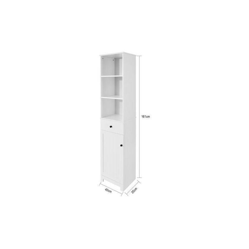 Beyaz Lake MDF Raflı Ayaklı Banyo Dolabı-40x35x161 cm - 113819