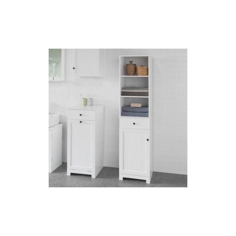 Beyaz Lake MDF Raflı Ayaklı Banyo Dolabı-40x35x161 cm - 113819