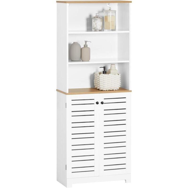 Beyaz Lake MDF Raflı Ayarlanabilir Raflı Banyo Dolabı-60x30x160 cm - 113687