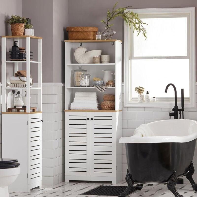 Beyaz Lake MDF Raflı Ayarlanabilir Raflı Banyo Dolabı-60x30x160 cm - 113687