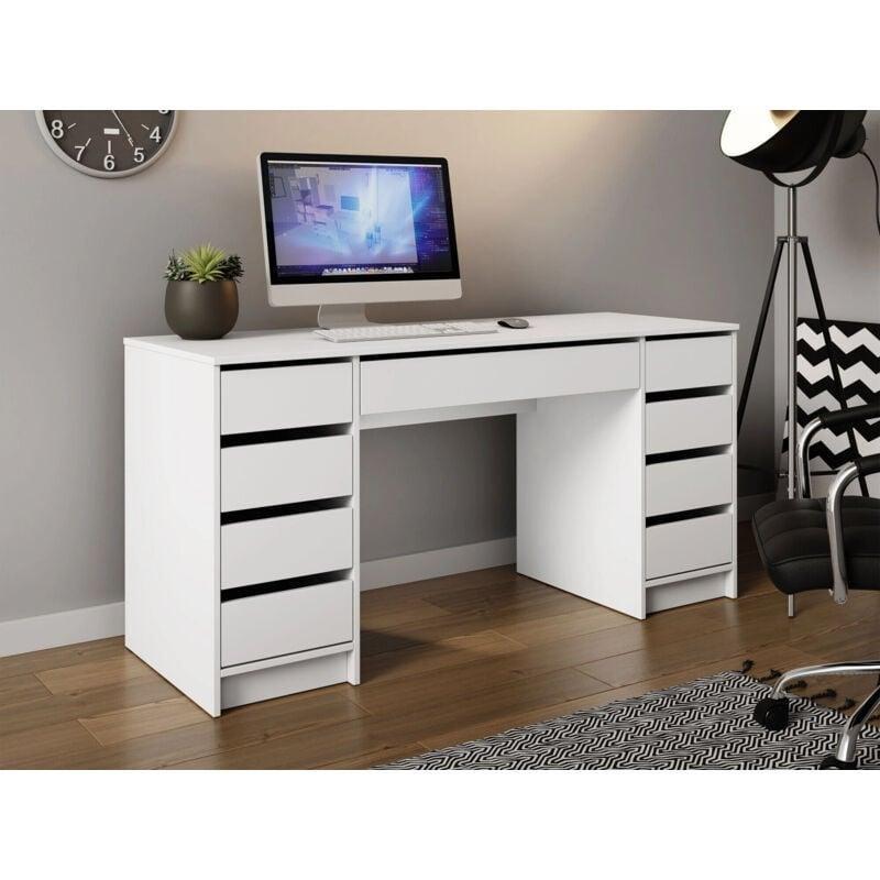 Beyaz Laminat Duvara Sabitleme Uyumlu Bilgisayar Masası-76x154x55 cm - 115316