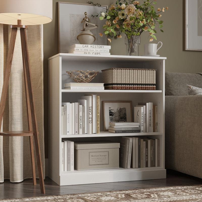 Beyaz Masif Çam Ayarlanabilir 3 Raflı Kitaplık - 82x40x91 cm - 142105