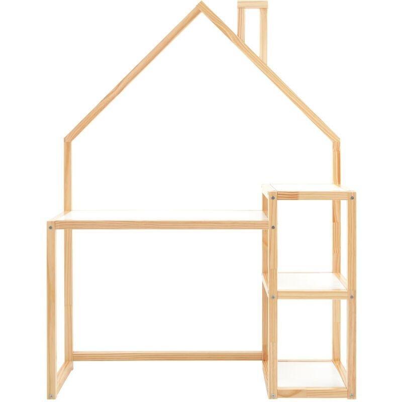 Beyaz Masif Çam Montessori Ayarlanabilir Çocuk Bilgisayar Masası-50x120x75 cm - 115960