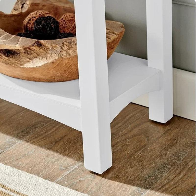 Beyaz Masif ve Endüstriyel Ahşap Alt Raflı Ayakkabılık Bench - 92x36x46 cm - 120667