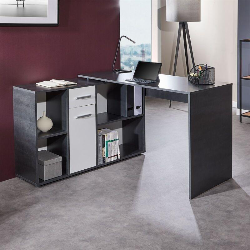 Beyaz Mat Melamin Kaplı Modüler Depolama Alanlı Köşe Bilgisayar Masası-120x75x59 cm - 115049
