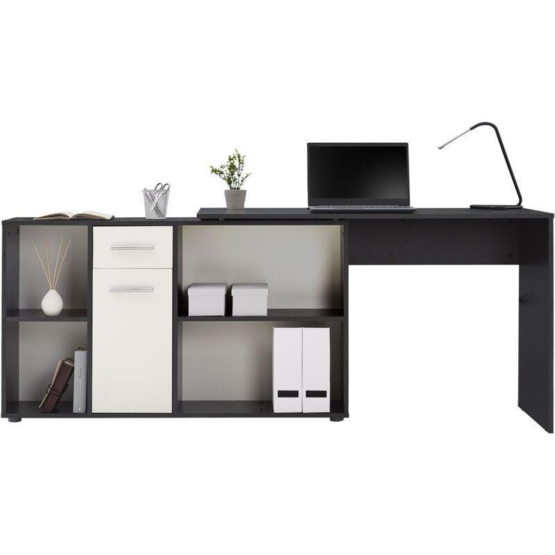 Beyaz Mat Melamin Kaplı Modüler Depolama Alanlı Köşe Bilgisayar Masası-120x75x59 cm - 115049