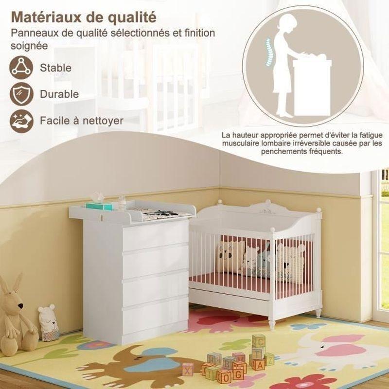 Beyaz MDF 4 Çekmeceli Alt Açma Modüllü Şifonyer - 80x75x110 cm - 123645