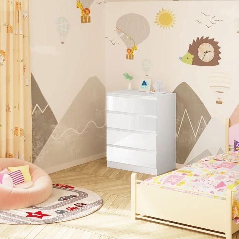 Beyaz MDF 4 Çekmeceli Alt Açma Modüllü Şifonyer - 80x75x110 cm - 123645