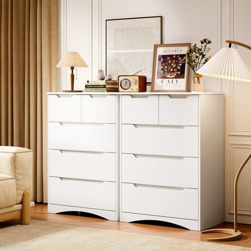 Beyaz MDF 5 Çekmeceli Entegre Kulplu Şifonyer - 72x41x94 cm - 123388