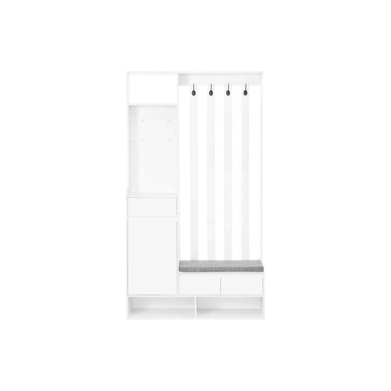Beyaz MDF Askılı Oturaklı Vestiyer Ayakkabılık - 100x35x180 cm - 118639
