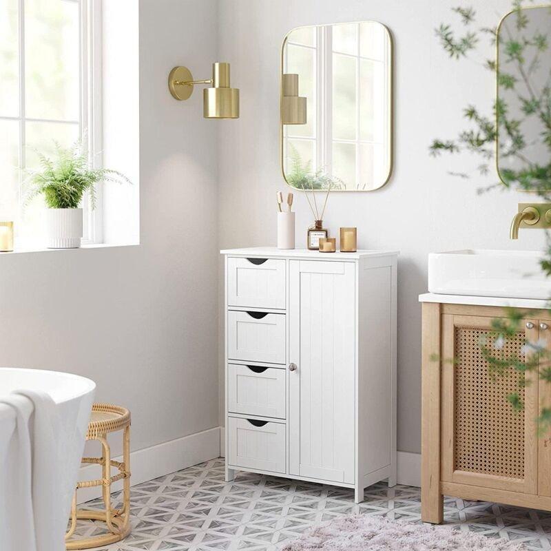 Beyaz MDF Ayarlanabilir Raflı Banyo Dolabı-55x30x82 cm - 113764