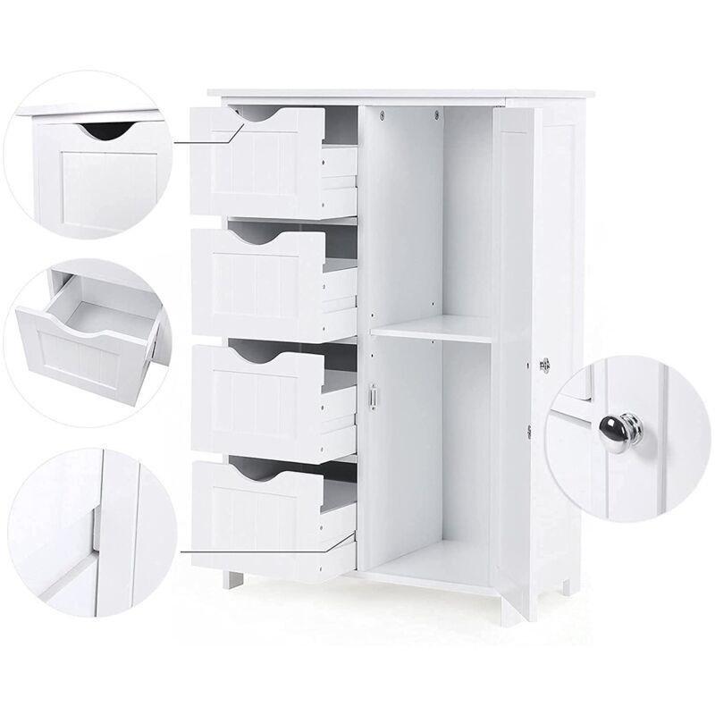 Beyaz MDF Ayarlanabilir Raflı Banyo Dolabı-55x30x82 cm - 113764