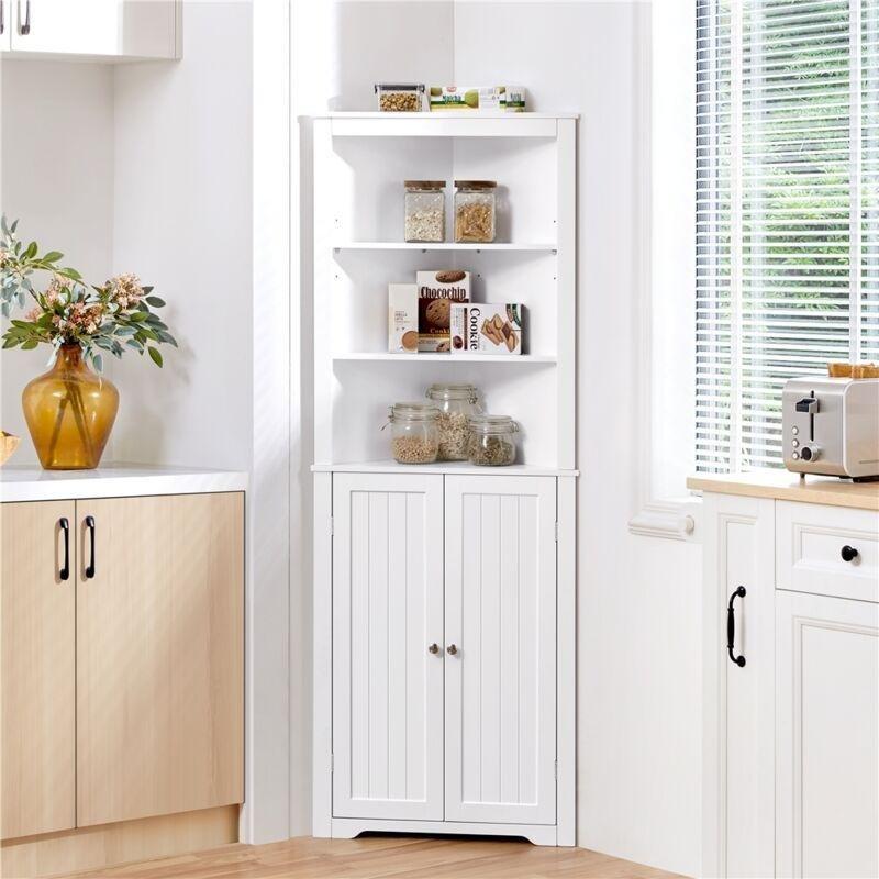 Beyaz MDF Ayarlanabilir Raflı Banyo Dolabı-60x32x163 cm - 113870