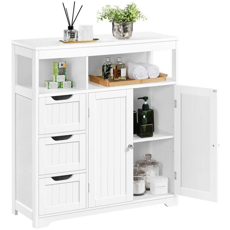 Beyaz MDF Ayarlanabilir Raflı Country Banyo Dolabı-87x82x31 cm - 114091