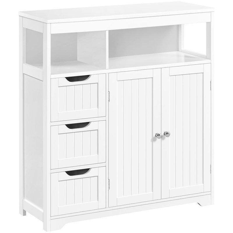 Beyaz MDF Ayarlanabilir Raflı Country Banyo Dolabı-87x82x31 cm - 114091