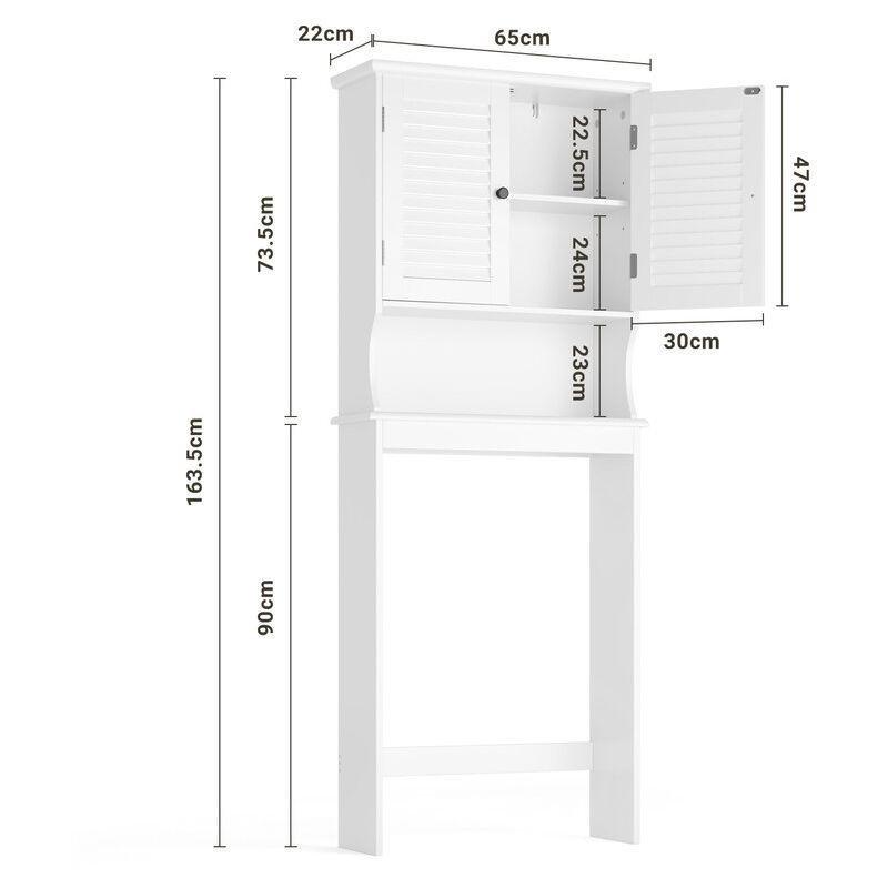 Beyaz MDF Ayarlanabilir Raflı Kapaklı Çamaşır Makinesi Dolabı-65 x 22 x 164 cm - 118085