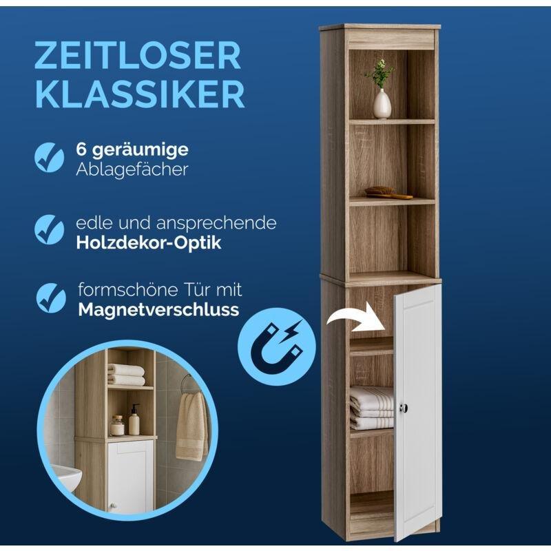 Beyaz MDF Camlı Raflı Banyo Dolabı-33x30x180 cm - 113680