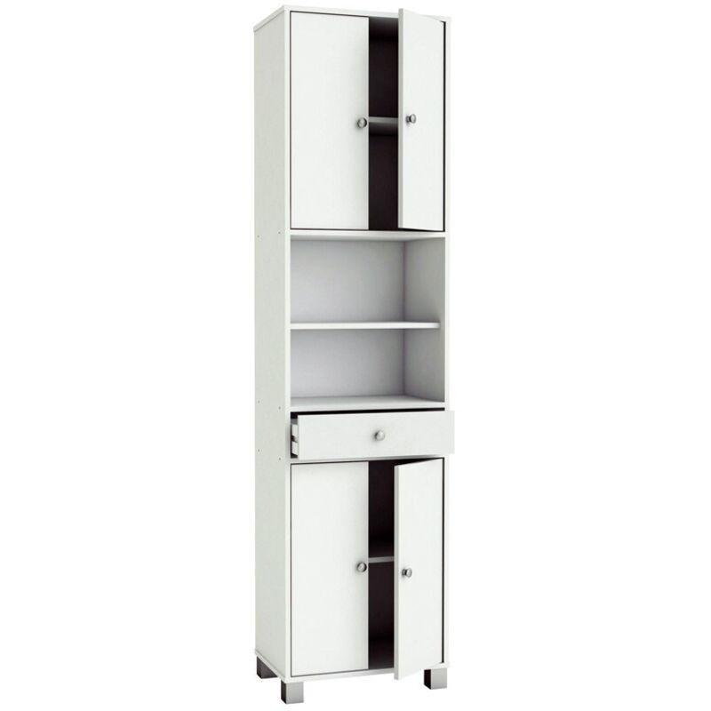 Beyaz MDF Çekmeceli 4 Kapaklı Banyo Dolabı-51x33x197 cm - 113638