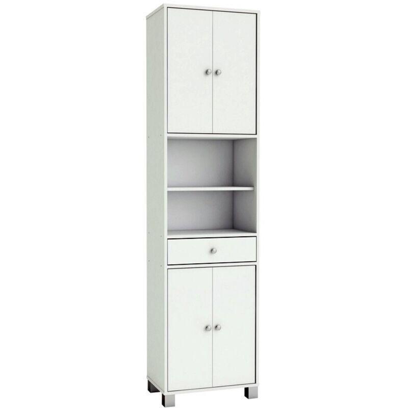 Beyaz MDF Çekmeceli 4 Kapaklı Banyo Dolabı-51x33x197 cm - 113638