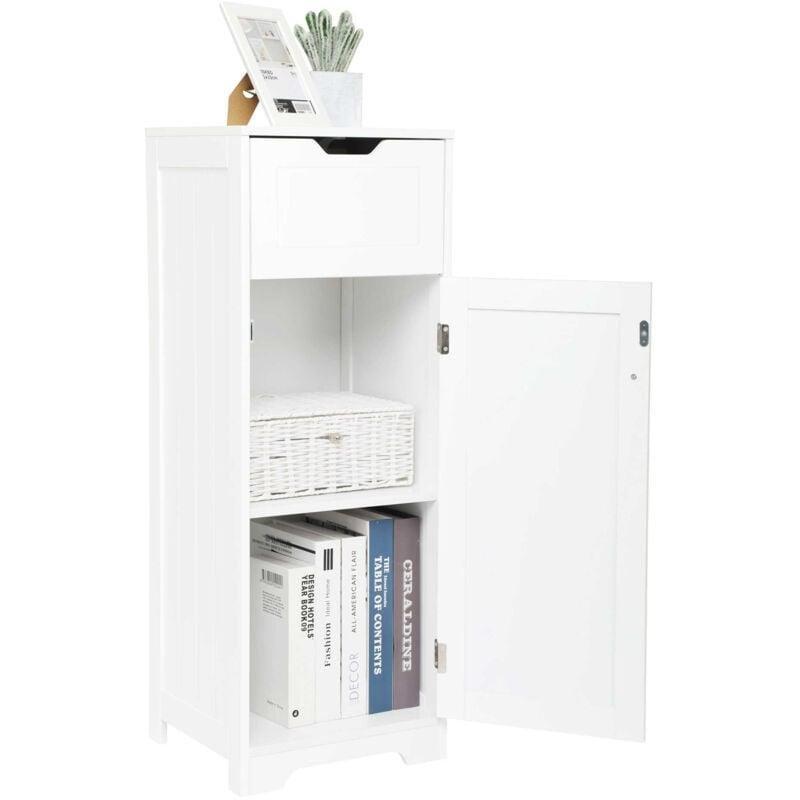 Beyaz MDF Çekmeceli Raflı Banyo Dolabı-87x30x33 cm - 113965