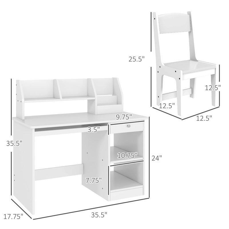 Beyaz MDF Çekmeceli Raflı Bilgisayar Masası-90x45x90 cm - 116379