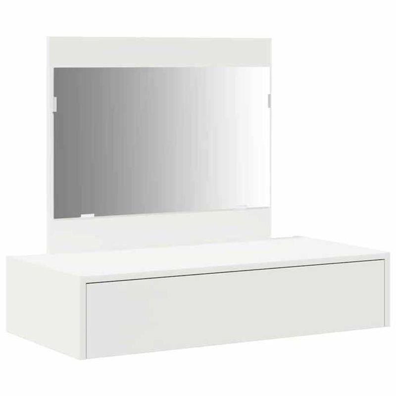 Beyaz MDF Duvara Monte Aynalı Çekmeceli Makyaj Masası - 83x40x70 cm - 122257