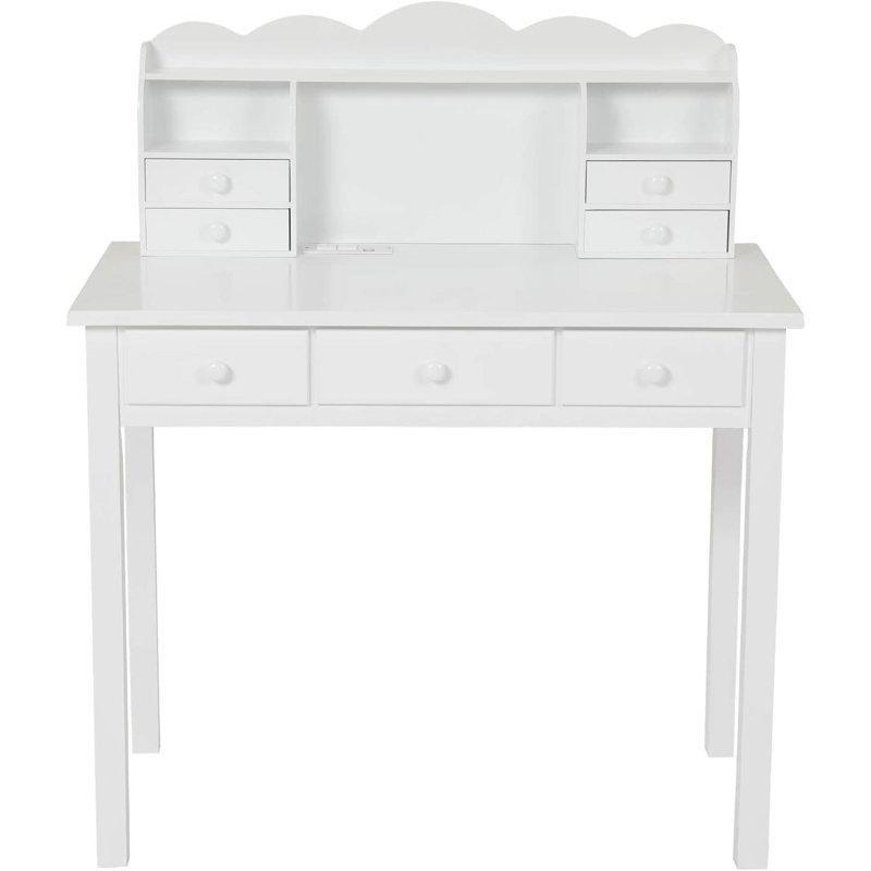 Beyaz MDF Elektrik Prizli Çekmeceli Bilgisayar masası-92x48x110 cm - 116616