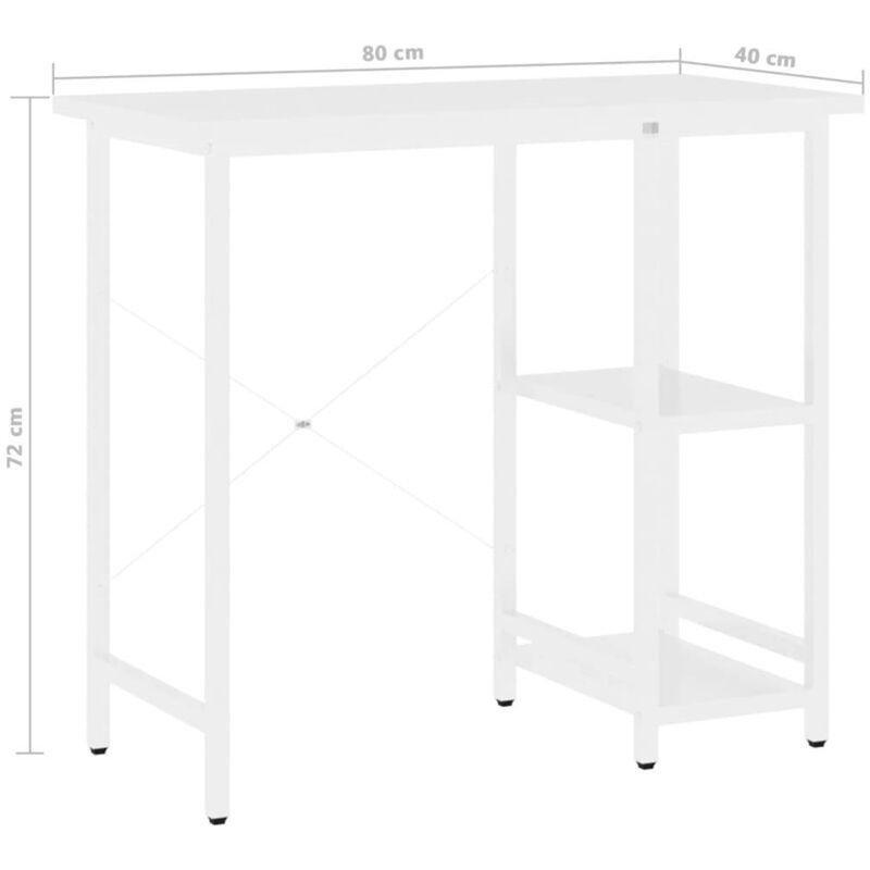 Beyaz MDF Endüstriyel Bilgisayar Masası-80x40x72 cm - 115470