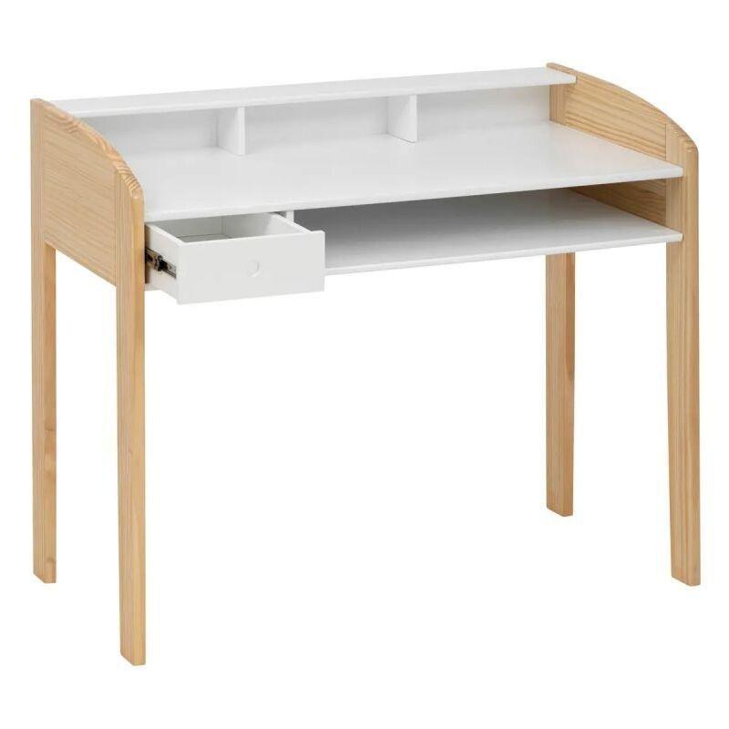 Beyaz MDF Geri Dönüştürülmüş Ahşap Çekmeceli Çocuk Bilgisayar Masası-100x52x85 cm - 116110