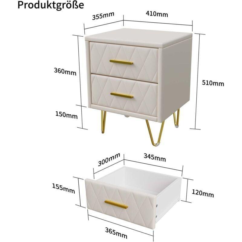 Beyaz MDF Gold Detaylı Geometrik Desenli Komodin-41x36x55 cm - 127732