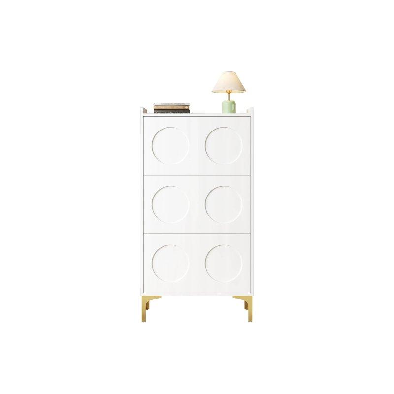 Beyaz MDF Gold Metal Ayaklı 3 Düşer Kapaklı Ayakkabılık - 63x24x120 cm - 118576