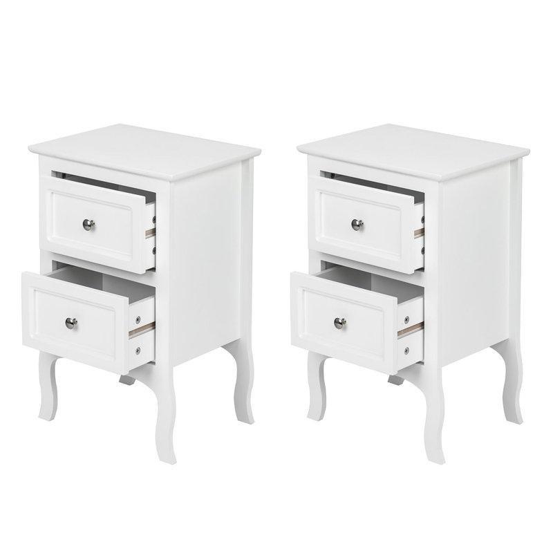 Beyaz MDF İkili Set Kavisli Ayaklı Komodin - 40x30x60 cm - 127430
