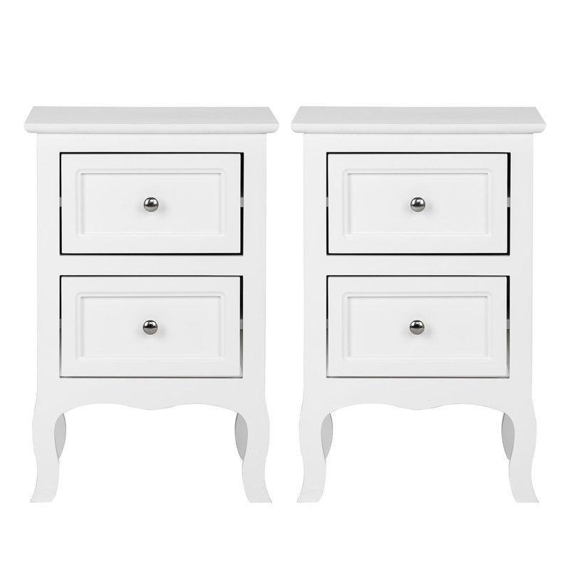 Beyaz MDF İkili Set Kavisli Ayaklı Komodin - 40x30x60 cm - 127430