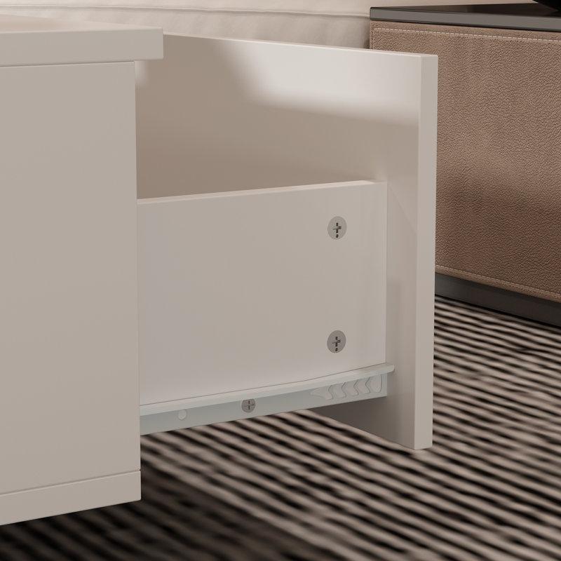 Beyaz MDF Işıklı Dikdörtgen Modern Cam Sehpa-30x140x80 cm - 117693