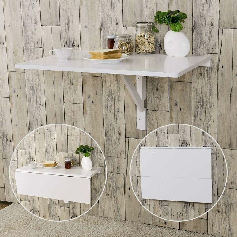 Beyaz MDF Katlanır Duvar Oyuncu Bilgisayar Masası-80x60x43 cm - 116138