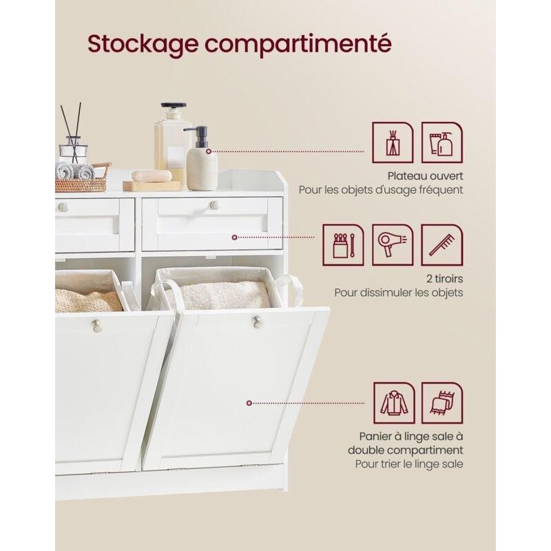 Beyaz MDF Kirli Sepetli Banyo Dolabı-40x79x81 cm - 113770