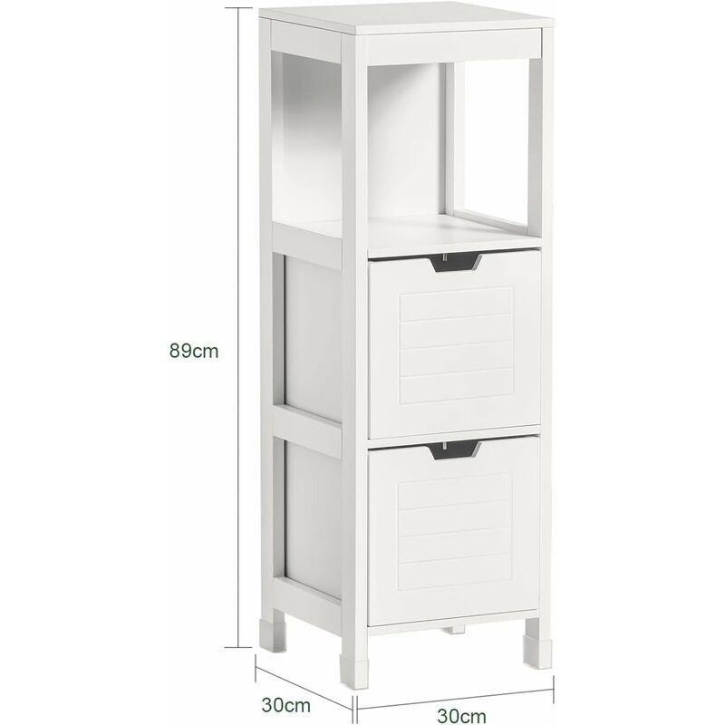 Beyaz MDF Laklı 2 Çekmeceli Raflı Banyo Dolabı-30x89x30 cm - 113846