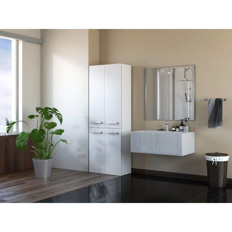 Beyaz MDF Lamineli Yonga Levha Kirli Sepetli Banyo Dolabı-174x60x30 cm - 114006