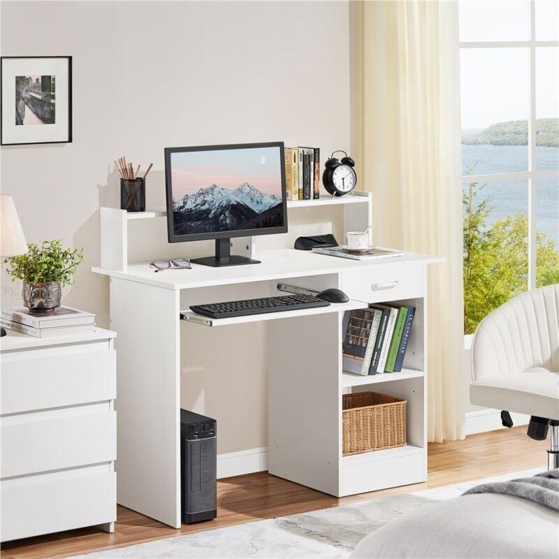 Beyaz MDF Metal Klavye Raflı Ayarlanabilir Bilgisayar Masası-106x50x94 cm - 114576