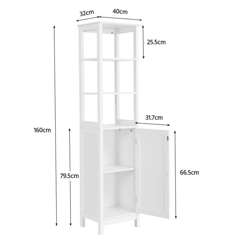 Beyaz MDF Metal Raflı Banyo Dolabı-40x32x160 cm - 113808