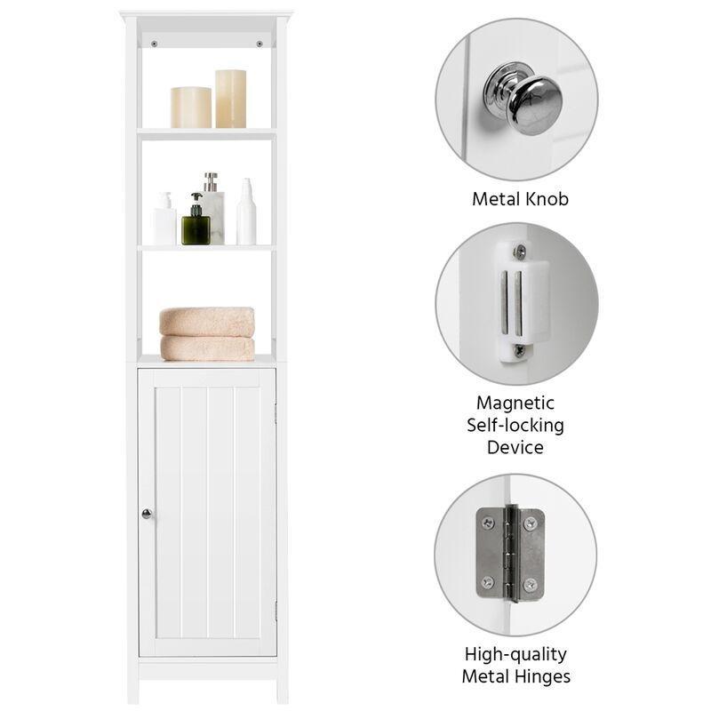 Beyaz MDF Metal Raflı Banyo Dolabı-40x32x160 cm - 113808