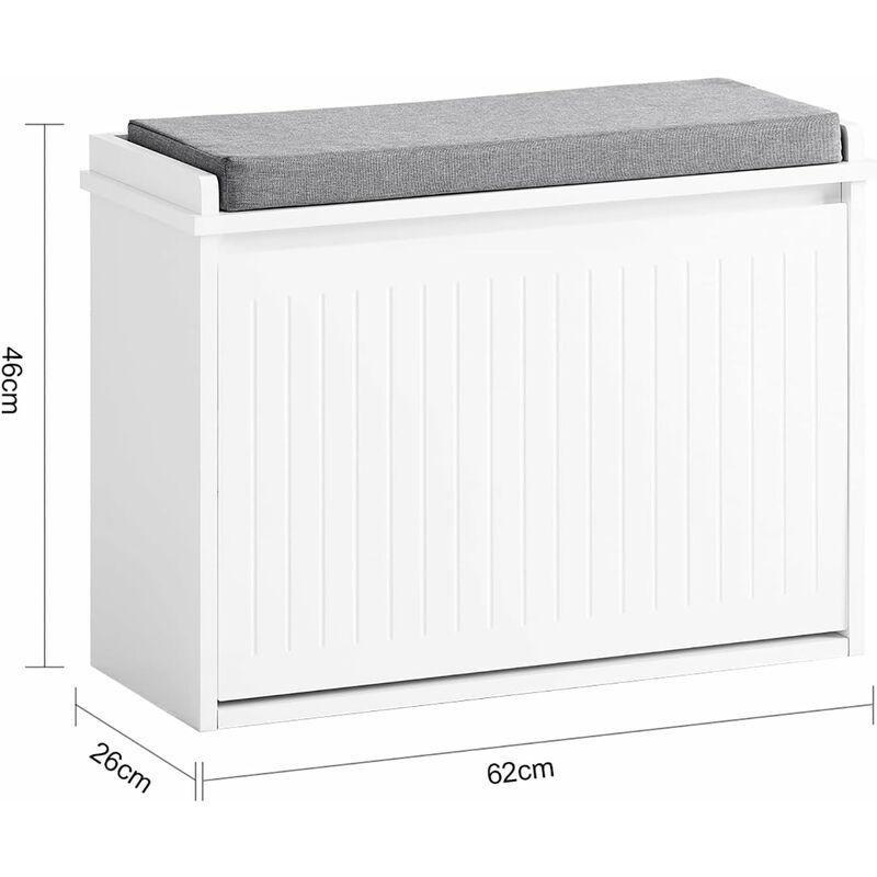 Beyaz MDF Minderli Düşer Kapaklı Ayakkabılık - 62x26x46 cm - 120361