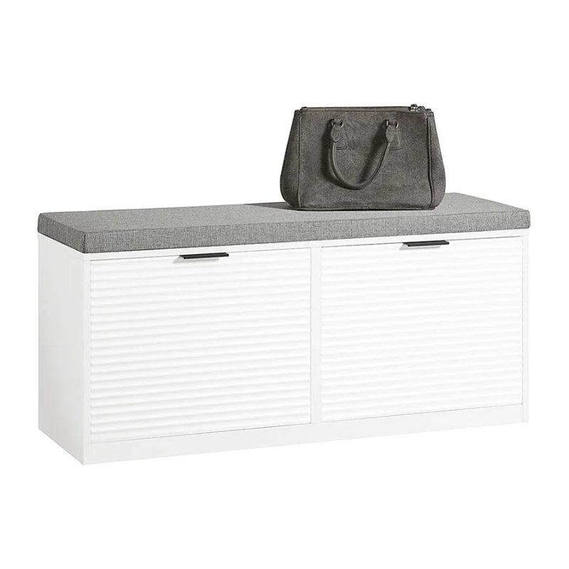 Beyaz MDF Minderli ve Düşer Kapaklı Ayakkabılık - 105x35x48 cm - 118303